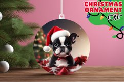 Santa Hat Puppy Dog 3D Ornament Sublimation Product Image 1