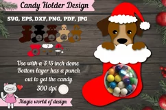 Dog in a Christmas sock candy dome svg, Layered Paper Product Image 2