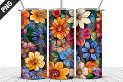 3D Flowers Tumbler Wrap | Sublimation Design | Tumble PNG Product Image 4