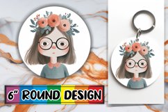 Boho Harmony Kids Keychain Print Sublimation PNG Round Product Image 1