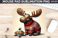 Watercolor Moose Mouse Pad Sublimation - Christmas PNG Product Image 1