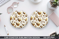 Heart Car Coaster Sublimation |Valentine Coaster PNG Product Image 1