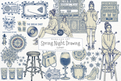 Hand-drawn Spring Night Clipart Product Image 1