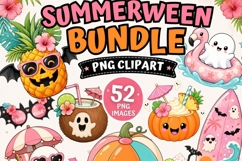 Summerween Clipart PNG Bundle | Cute Spooky Beach Halloween Product Image 1