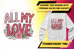 Lovely PNG Artwork for Tote Bag Printing , Valentines Product Image 1