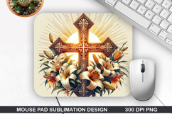 Flower Mouse Pad Sublimation, Easter Mouse Pad PNG Design Product Image 1