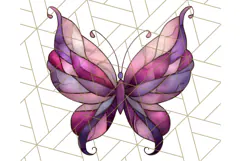 Stained Glass Butterfly PNG Colorful Clipart for Sublimation Product Image 3