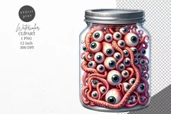 Halloween clipart, Glass jar, Eyes, Autumn clipart Product Image 1