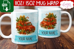 Custom Christmas mug wrap PNG, Christmas truck mug PNG Product Image 3