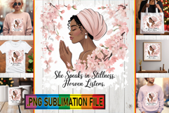 Elegant TOTE BAG Art Magic PNG, Praying Woman Product Image 1