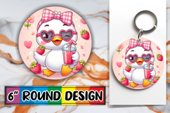 Joyful Circle Coasters Sublimation, Cute Goose Product Image 1