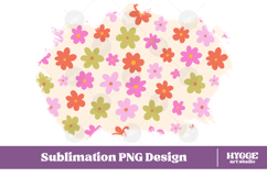 Retro Flowers Background Png Floral Paper Sublimation Splash Product Image 1