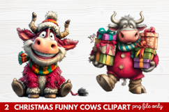 Funny Christmas Cows Clipart | Cute Holiday Farm Animal Product Image 1