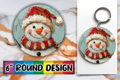 Snowman Holiday Round Keychain Design Winter Sublimation Product Image 1