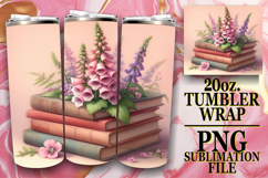 Blissful whispers 20oz tumbler wrap, Book and flower Product Image 1