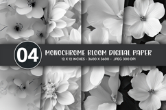 Monochrome Bloom Digital Paper Product Image 1