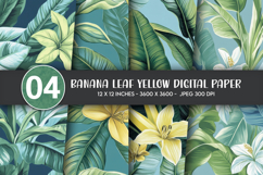 Banana Leaf Yellow Digital Paper Product Image 1