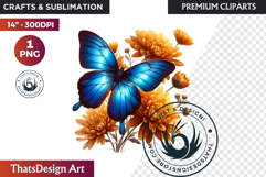 Autumn Butterfly and flower Clipart: Moody Floral PNG Product Image 1
