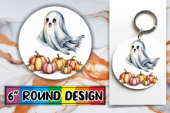 Whimsical Circle Car Coasters PNG, Pumpkin Watercolor Product Image 1