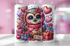 Valentine's Day Owl Tumbler Wrap Sublimation Design Product Image 1