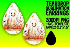Watercolor Eerie Teardrop Earring Design Halloween PNG Product Image 1