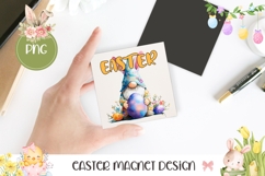 Easter Gnome Magnet Design, Easter Eggs Square Coaster Product Image 1