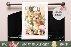 Cute Easter Bunny Towel, Cartoon Chamomile Towel Print Product Image 1