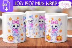 Halloween Season mug wrap PNG, Cute Skeleton mug PNG Product Image 1