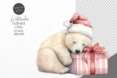 Christmas clipart, Polar bear clipart, Winter sublimation Product Image 1