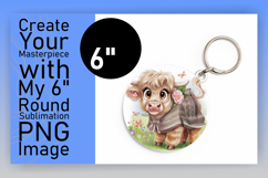 Charming Keychain Round Design PNG , Cute Cow Product Image 1