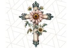 Faith Cross PNG with Flowers, Watercolor Religious Art Print Product Image 3