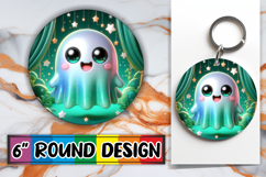 Blissful Keychain Sublimation PNG, 3D Cute Ghost Product Image 1