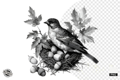 Black and White Halloween Autumn Clipart Product Image 1