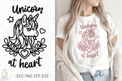 Unicorn at heart svg Unicorn t shirt design for girl svg dxf Product Image 1