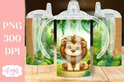 Cute lion sippy cup sublimation PNG, Kids 12oz tumbler PNG Product Image 3