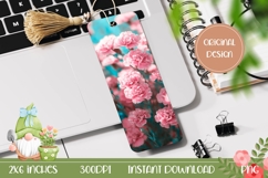 Pink Carnation Bookmark PNG, Floral Bookmark Print Product Image 1