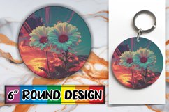 Vibrant Retro Floral Keychain &amp; Coaster Array Product Image 1