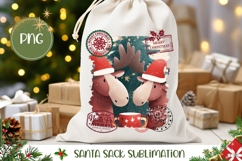 Cartoon Christmas Moose Santa Sack, Winter Gift Bag Product Image 1