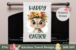 Happy Easter Towel, Cartoon Easter Bunny Towel Kitchen Product Image 1