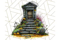 Halloween Buildings Clipart PNG, Haunted Houses Art Product Image 3