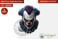 Horrific Evil Clown Clipart - Halloween Creepy Circus PNG Product Image 1