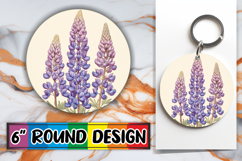 Sophisticated Round Design Keychain Template , Beauty Flower Product Image 1
