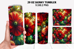Flower Skinny Tumbler 20oz Wrap Design, Flowers Tumble PNG Product Image 1
