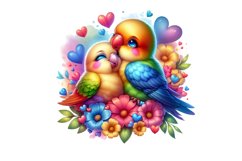 Cute love Bird with Baby Valentine's Day Clipart Sublimation Product Image 1