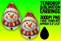 Artful Teardrop Earrings Template Art , Snowman Product Image 1