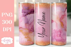 Pink 20 oz tumbler PNG for sublimation | Alcohol ink glitter Product Image 1