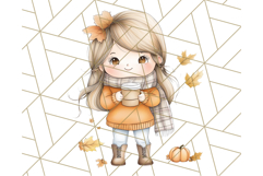 Pumpkin Spice Chibi Girls, Fall Accessories PNG, Cozy Autumn Product Image 3