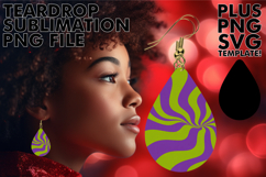 Fun Teardrop Earrings Sublimation PNG, Funky Pattern Product Image 1