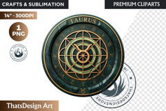 Taurus Alchemical Zodiac Clipart Magic Horoscope Coin PNG Product Image 1