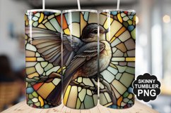 Eastern Phoebe Single Bird Stained Glass - Tumble Design Product Image 1